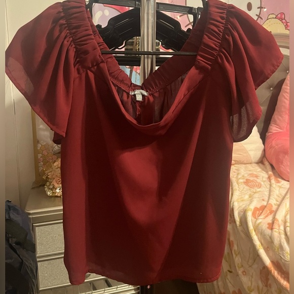 Charlotte Russe Tops - Charlotte Russe Wine Off-Shoulder Blouse
